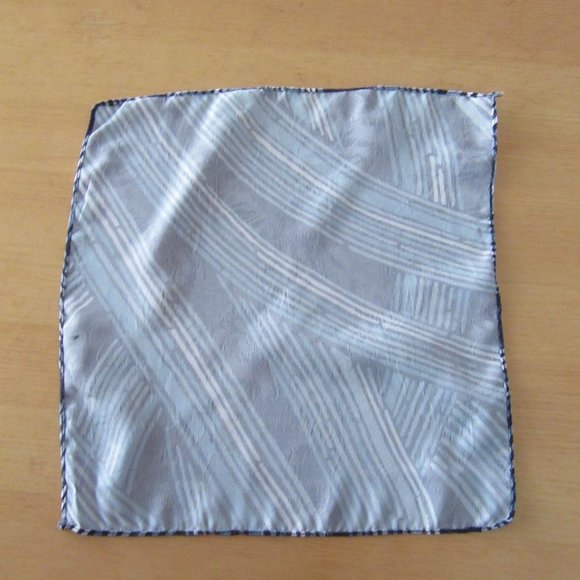 Navy, blue & gray silky pocket square or scarf - Picture 4 of 7